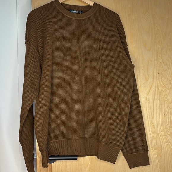 Paul Jones Sweater Waffle Knit Crewneck Brown NWT Size Large - Picture 2 of 6